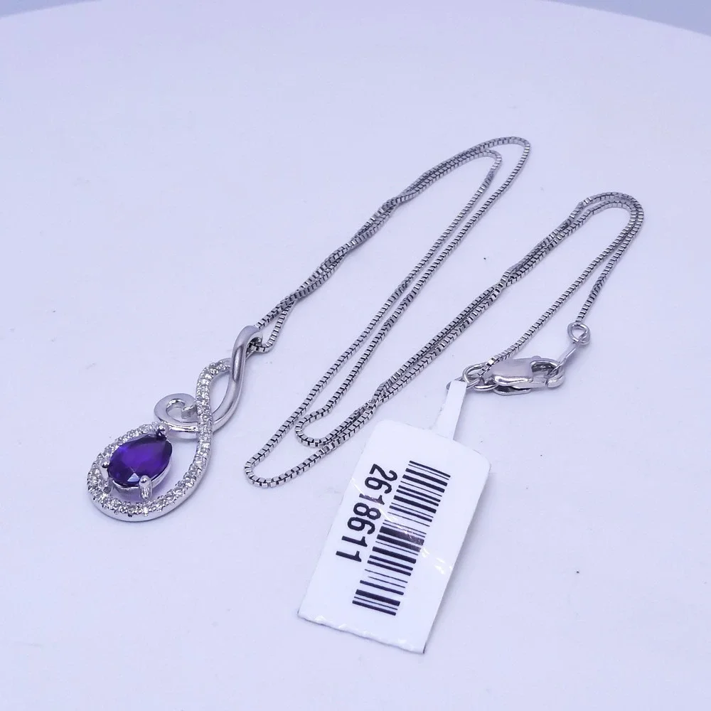 Chuck Clemency Sterling Silver 925 Purple Amethyst & White Topaz 18